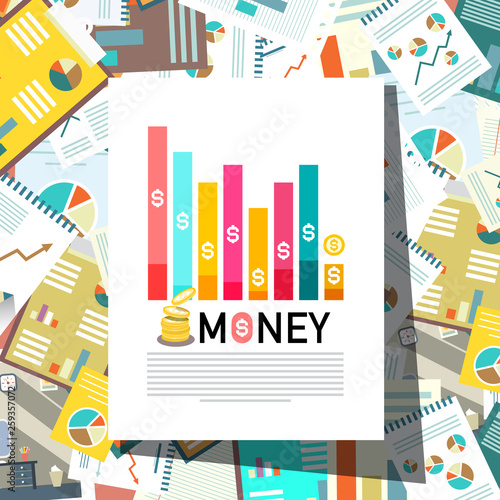 Paperwork Background with Money Graph on Top Paper