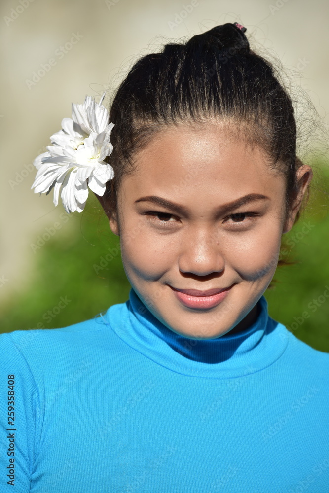 Portrait Of An Asian Person With Flower Portrait Of An Asian Person With Flower
