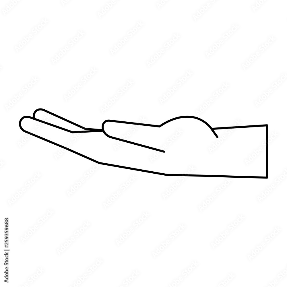 Obraz premium black hand open symbol in black and white