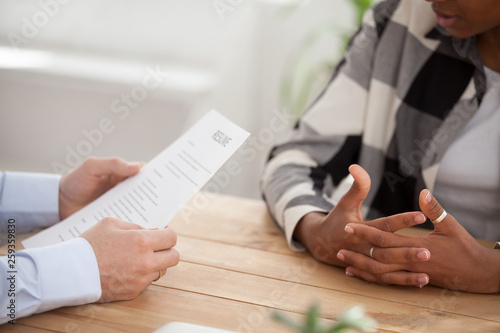 Black woman and boss during job interview