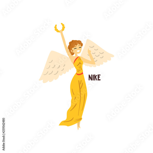 Nike  Greek Goddess, ancient Greece mythology character vector Illustration on a white background