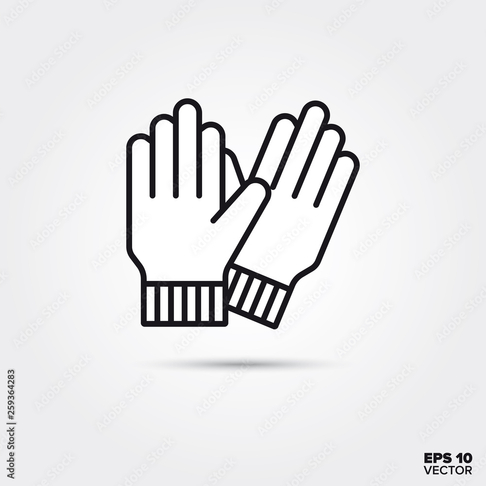 Gardening gloves line icon. EPS 10 vector workin gloves symbol. Gardening gloves line icon. EPS 10 vector workin gloves symbol.
