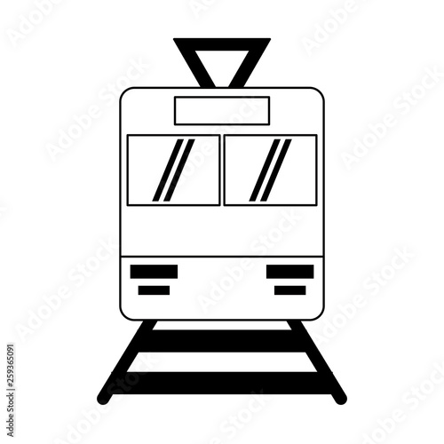 Tranvia public transport symbol in black and white