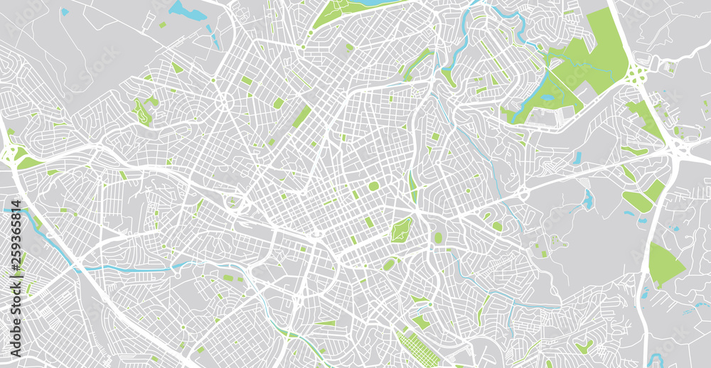 Urban vector city map of Campinas, Brazil