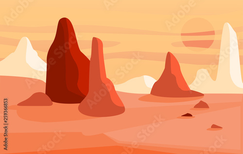 Beautiful natural desert landscape  scene of nature with mountains vector Illustration