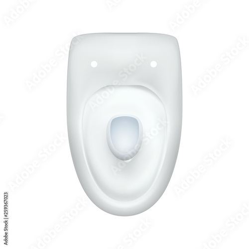 Toilet bowl incomplete modern realistic. Isolated images of white toilet bowl view top. Vector illustration for advertising or web design, interior element decor bathroom unit. Eps 10