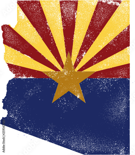 Distressed Arizona USA Flag in State Outline