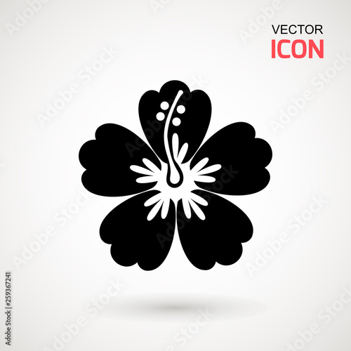 Hibiscus flower, icon. Hibiscus icon isolated on white background. Vector art.