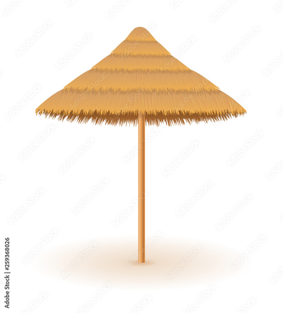 beach umbrella made of straw and reed for shade vector illustration