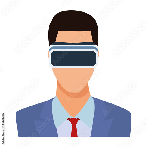 businessman wearing virtual reality headset
