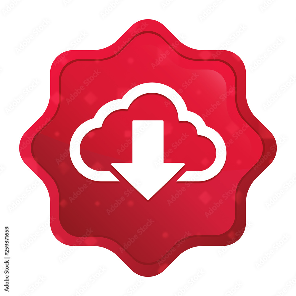 Cloud download icon misty rose red starburst sticker button Cloud download icon misty rose red starburst sticker button