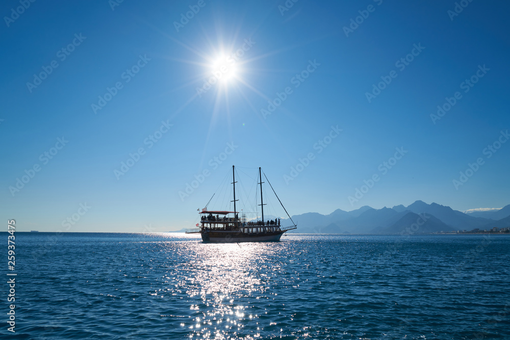 Sea and boat background