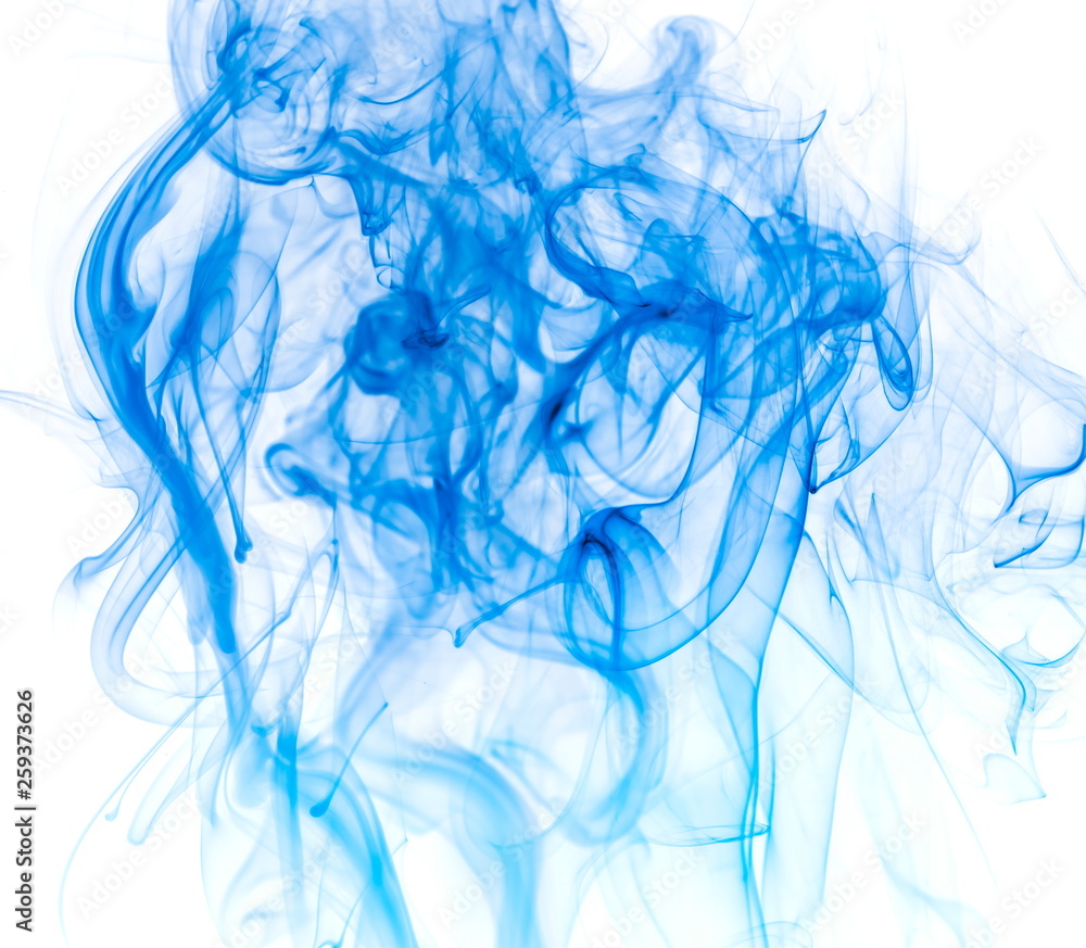 Fototapeta premium Blue smoke on white background