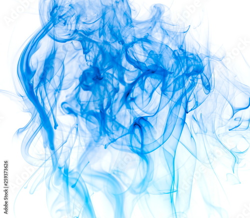 Blue smoke on white background