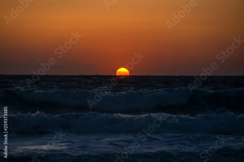 Fototapeta Naklejka Na Ścianę i Meble -  Sunset and sea on the beach Falasarne, Greece, Crete