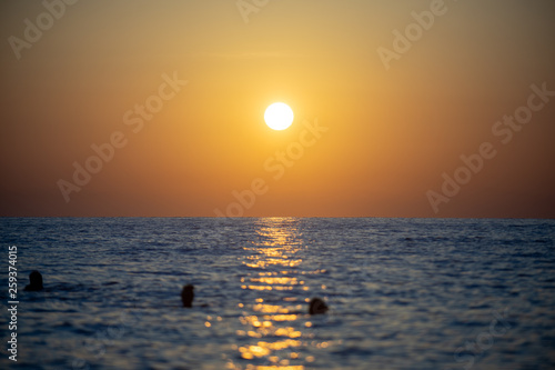 Early summer morning bright sky Beach in Crete