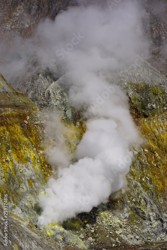 Beautiful active volcano in the ocean White Island in New Zealand