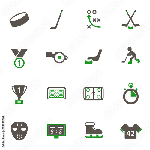 hockey icons. set of 16 high quality hockey vector icons in two color for web, mobile and user interface design