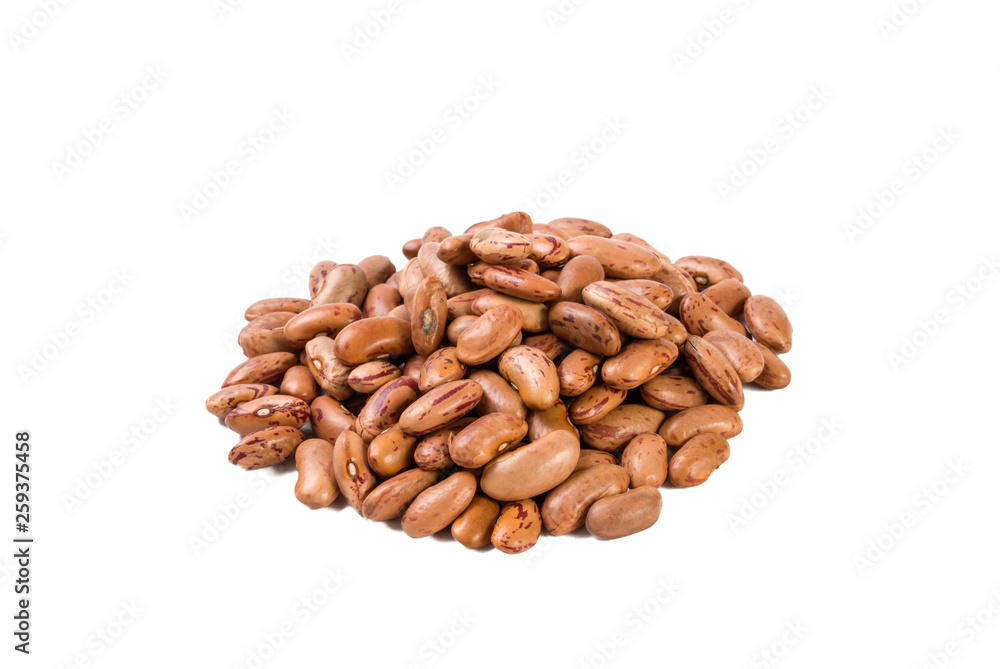 Pinto bean heap isolated on white background. nutrition. bio. natural food ingredient. Pinto bean heap isolated on white background. nutrition. bio. natural food ingredient.