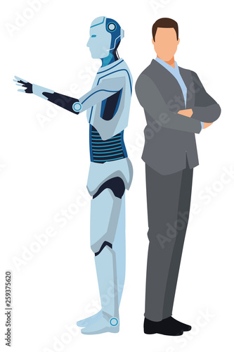 humanoid robot and businessman