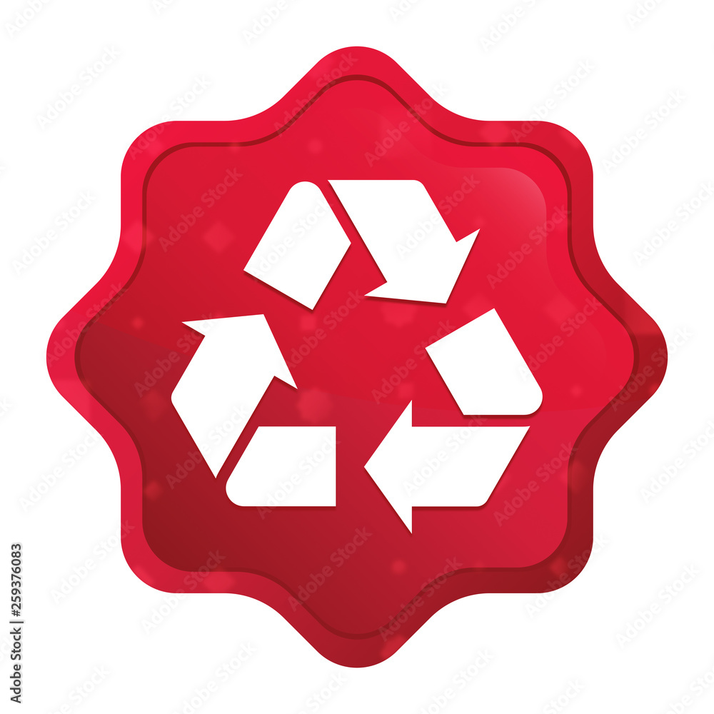 Obraz premium Recycle symbol icon misty rose red starburst sticker button