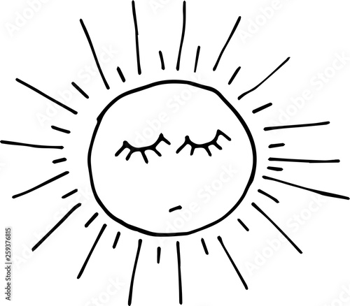 The sun is cute, vector, doodle, hand-painted