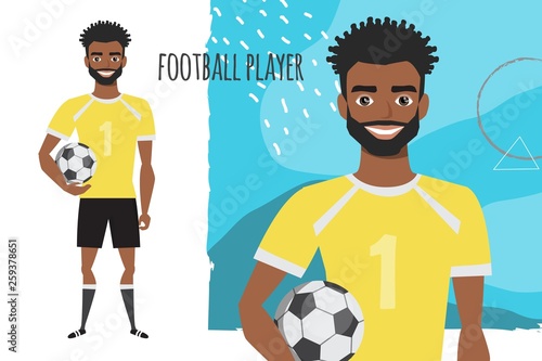 black african american Football character. Soccer player