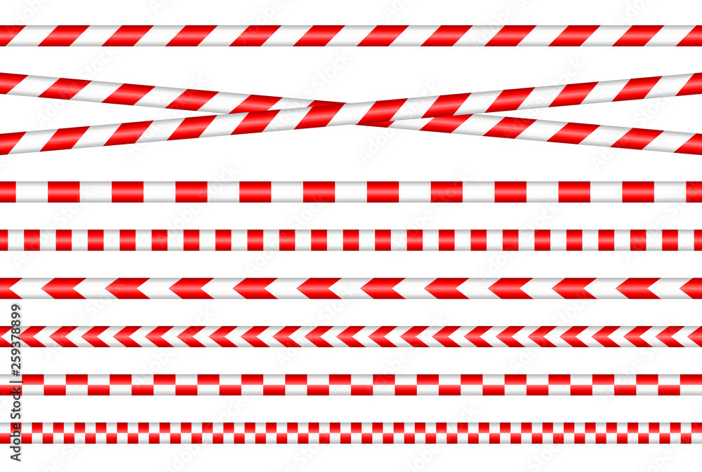 Set Absperrband Rot/Weiß - obrazy, fototapety, plakaty 