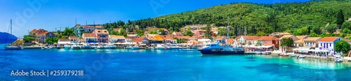 Greek holidays - beautiful Fiskardo village and port with great becahes, Kefalonia island