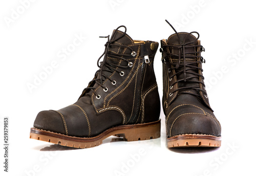 Men’s boot with zipper for winnter collection isolated on a white background.