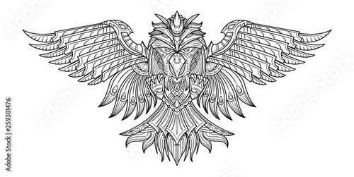 Vector hand drawn coloring book Birds in my imagination.