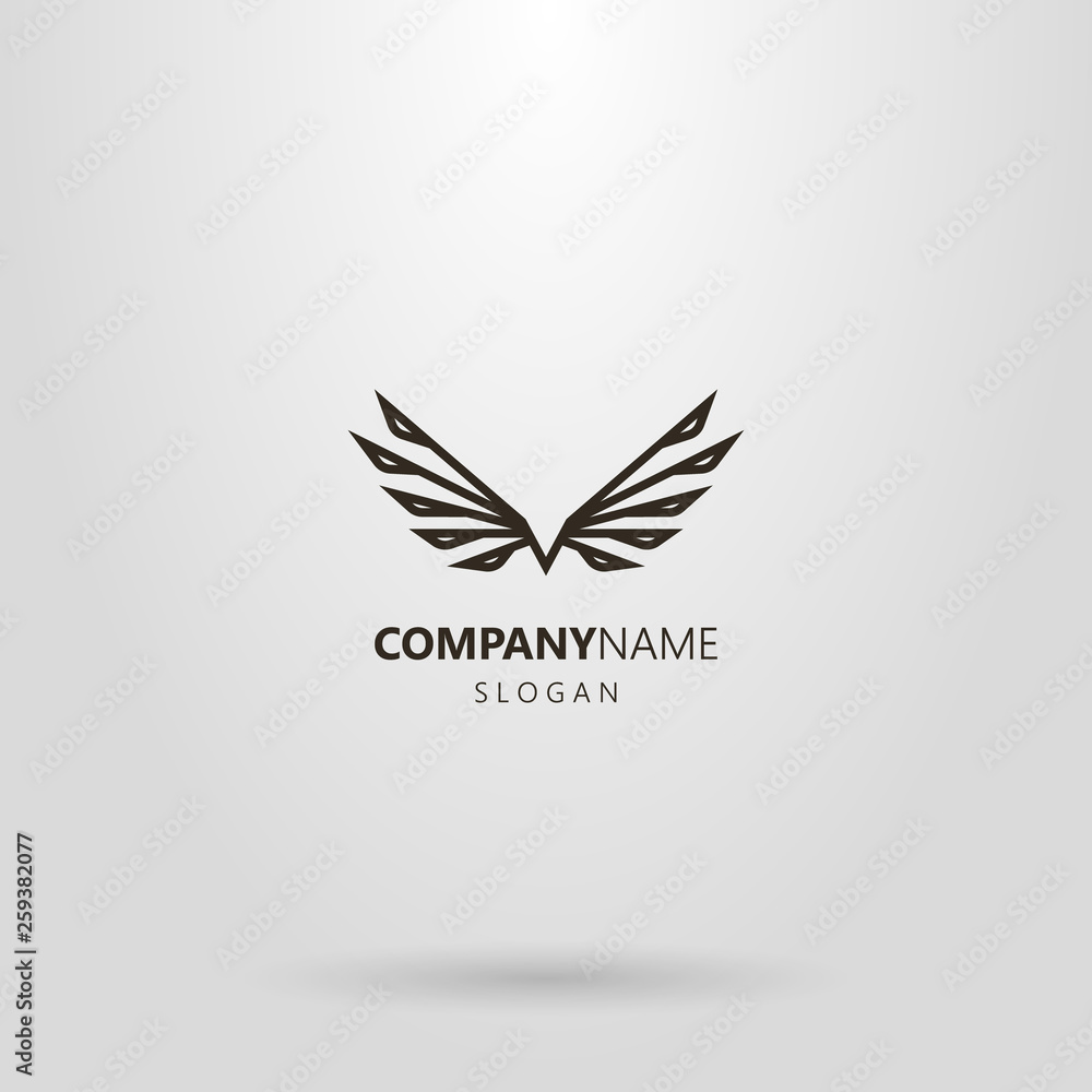black and white simple line art abstract vector logo of flying bird black and white simple line art abstract vector logo of flying bird