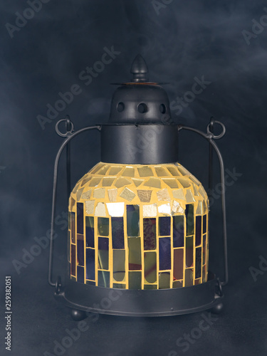 Vintage lantern on black background