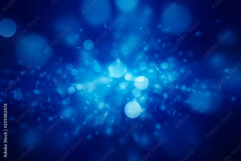 white bokeh blur background / Circle light on blue background / abstract light background