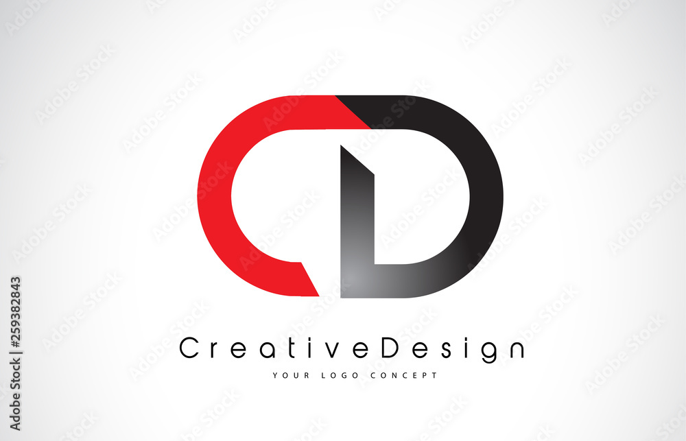 Red and Black CD C D Letter Logo Design. Creative Icon Modern Letters Vector Logo. - obrazy, fototapety, plakaty 