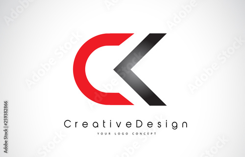 Red and Black CK C K Letter Logo Design. Creative Icon Modern Letters Vector Logo.