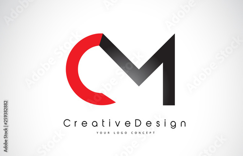 Red and Black CM C M Letter Logo Design. Creative Icon Modern Letters Vector Logo.