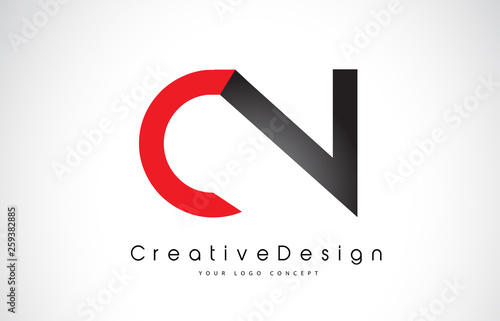 Red and Black CN C N Letter Logo Design. Creative Icon Modern Letters Vector Logo.