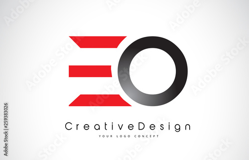 Red and Black EO E O Letter Logo Design. Creative Icon Modern Letters Vector Logo. photo