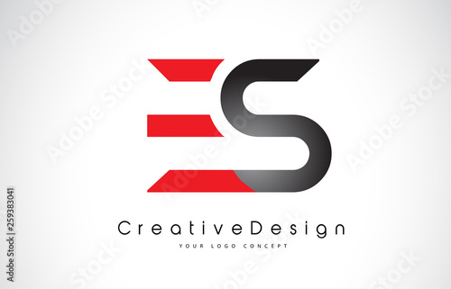 Red and Black ES E S Letter Logo Design. Creative Icon Modern Letters Vector Logo.