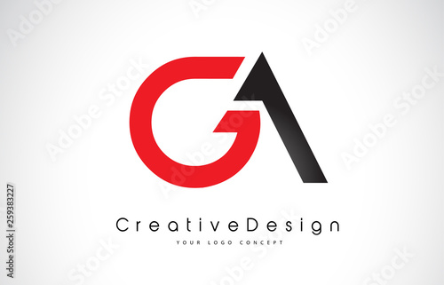 Red and Black GA G A Letter Logo Design. Creative Icon Modern Letters Vector Logo.