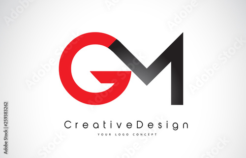 Red and Black GM G M Letter Logo Design. Creative Icon Modern Letters Vector Logo.