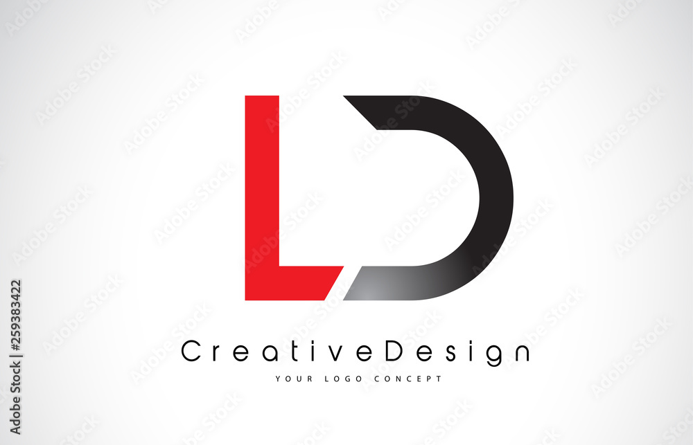 Red and Black LD L D Letter Logo Design. Creative Icon Modern Letters Vector Logo. Red and Black LD L D Letter Logo Design. Creative Icon Modern Letters Vector Logo.