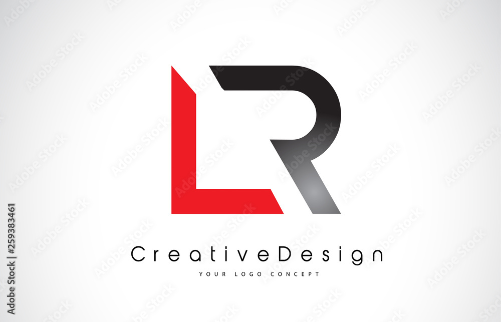 Red and Black LR L R Letter Logo Design. Creative Icon Modern Letters Vector Logo. Red and Black LR L R Letter Logo Design. Creative Icon Modern Letters Vector Logo.