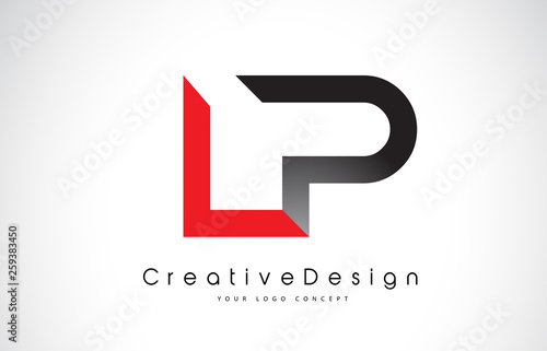 Red and Black LP L P Letter Logo Design. Creative Icon Modern Letters Vector Logo.