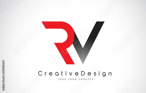 Red and Black RV R V Letter Logo Design. Creative Icon Modern Letters Vector Logo.