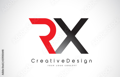 Red and Black RX R X Letter Logo Design. Creative Icon Modern Letters Vector Logo.