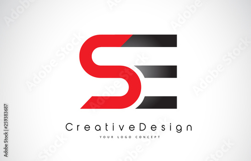 Red and Black SE S E Letter Logo Design. Creative Icon Modern Letters Vector Logo.