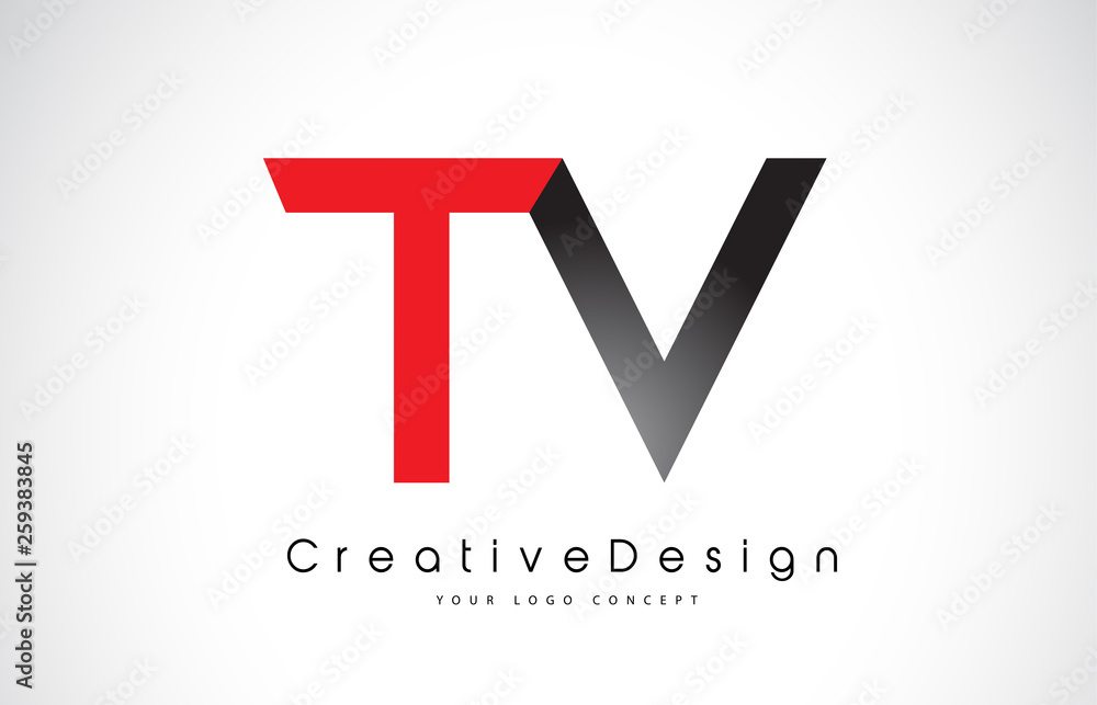 Red and Black TV T V Letter Logo Design. Creative Icon Modern Letters Vector Logo. Red and Black TV T V Letter Logo Design. Creative Icon Modern Letters Vector Logo.