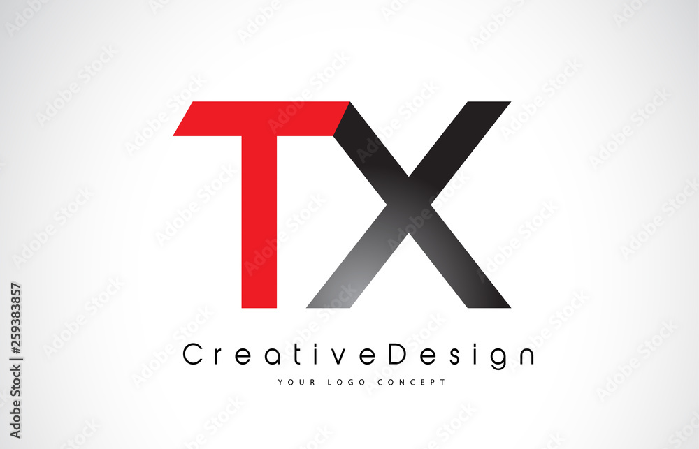 Red and Black TX T X Letter Logo Design. Creative Icon Modern Letters Vector Logo. Red and Black TX T X Letter Logo Design. Creative Icon Modern Letters Vector Logo.